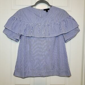 J. Crew “Edie” Top in Blue/White Shirting Stripe Sz 8